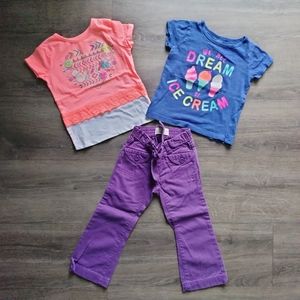 Girls Size 3T Clothing Lot - 2 Tshirts and 1 Pants